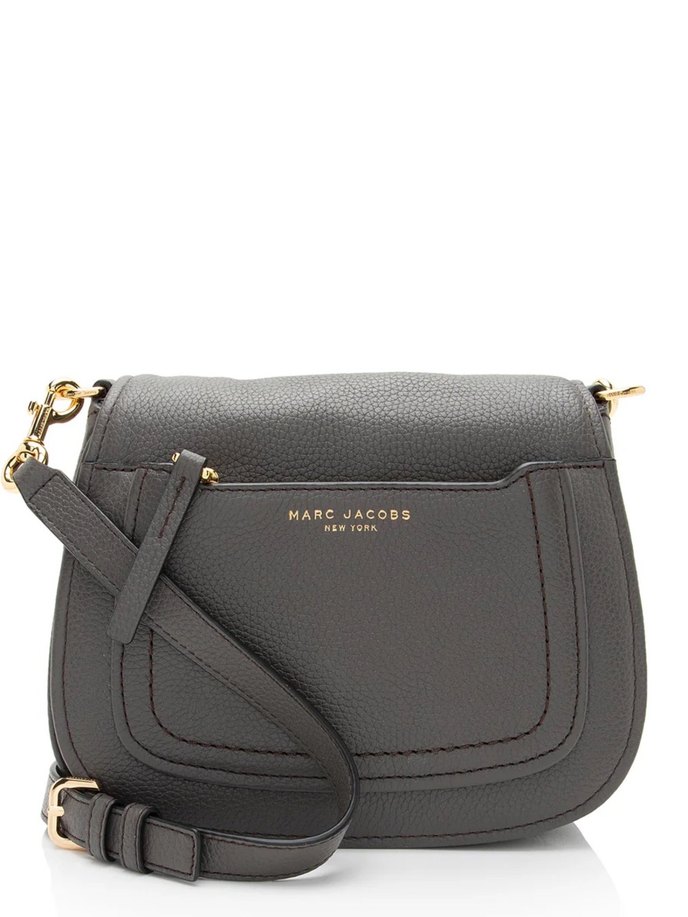 Marc Jacobs Black Pebbled Leather Crossbody with Gold Hardware